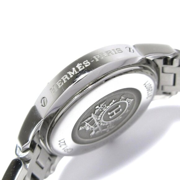 Auth HERMES Clipper Nacre CP1.221 3****** Rose Gold Silver Women's Wrist Watch - Picture 7 of 12